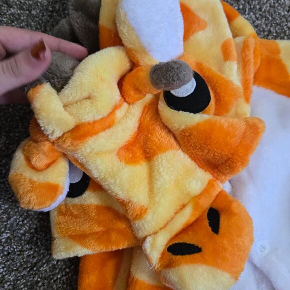 Giraffe Animal Soft Cozy Button Front Full Romper Onesie Pajama Sleep Set - Picture 5 of 7